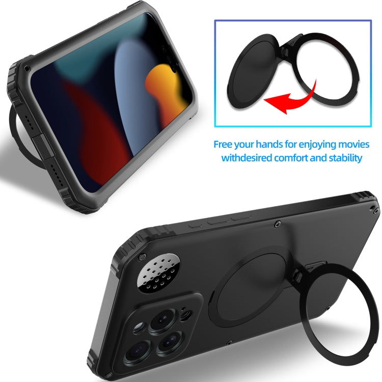 For iPhone 15 Pro Aromatherapy MagSafe Holder Life Waterproof Rugged Phone Case(Black) - HoMEdemic™ 