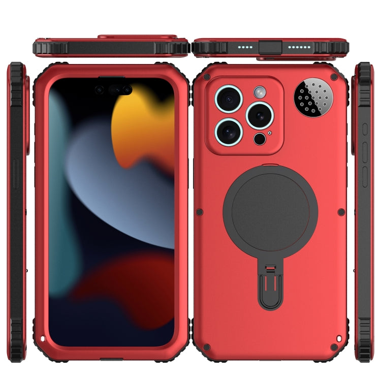 For iPhone 15 Pro Aromatherapy MagSafe Holder Life Waterproof Rugged Phone Case(Red) - HoMEdemic™ 