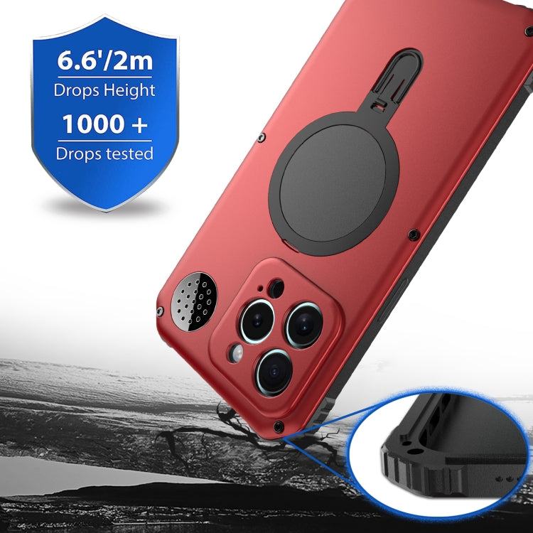 For iPhone 15 Pro Aromatherapy MagSafe Holder Life Waterproof Rugged Phone Case(Red) - HoMEdemic™ 