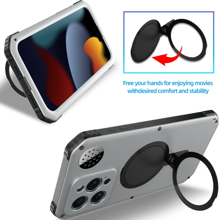 For iPhone 15 Pro Aromatherapy MagSafe Holder Life Waterproof Rugged Phone Case(Silver) - HoMEdemic™ 