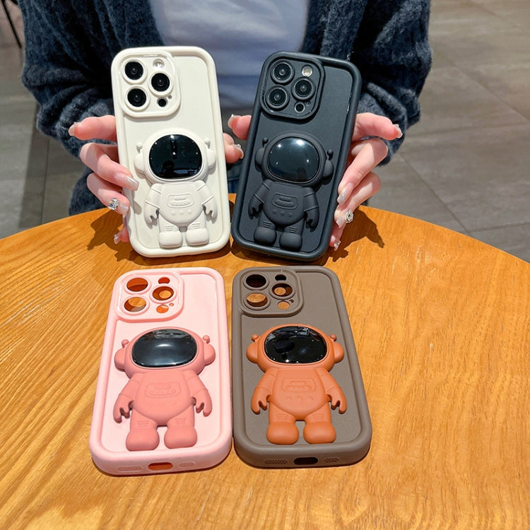 For iPhone 15 Pro Astronaut 3D Relief Holder TPU + PC Full Coverage Phone Case(Black) - HoMEdemic™ 