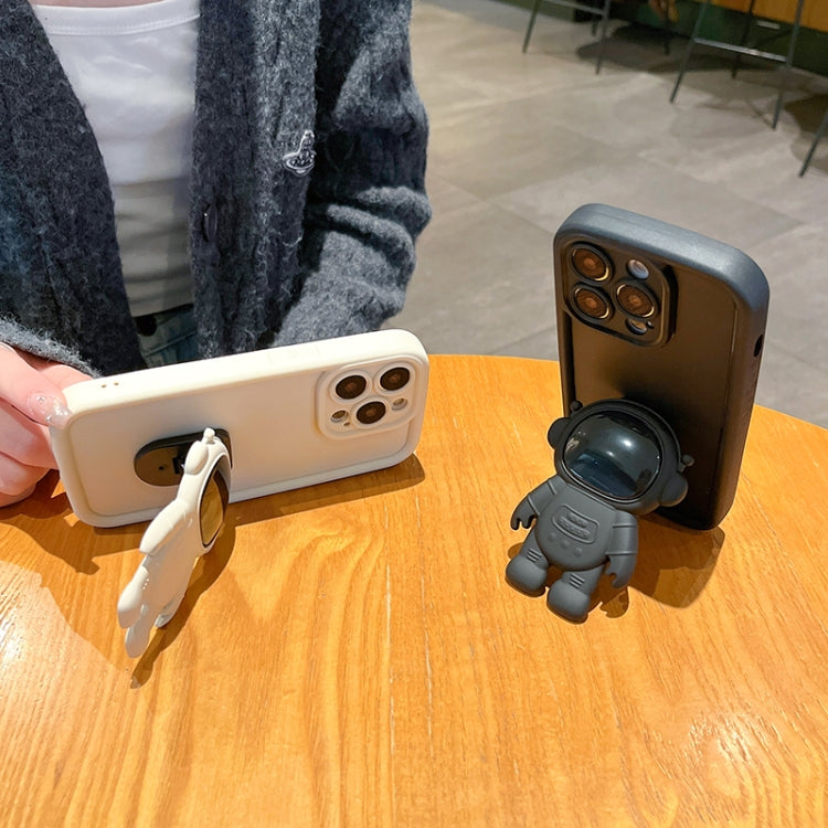 For iPhone 15 Pro Astronaut 3D Relief Holder TPU + PC Full Coverage Phone Case(White) - HoMEdemic™ 