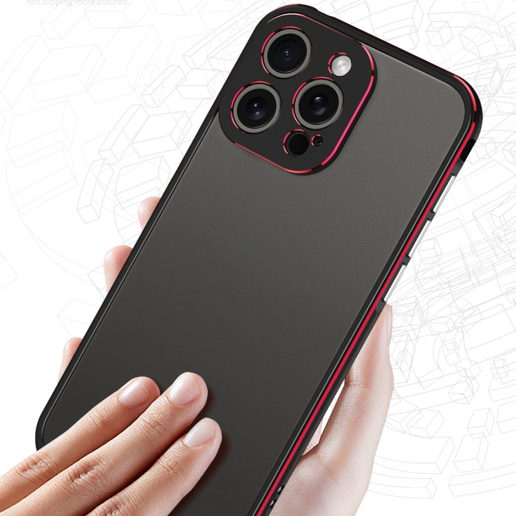 For iPhone 15 Pro Aurora Series Lens Protector + Metal Frame Phone Case(Black Silver) - HoMEdemic™ 