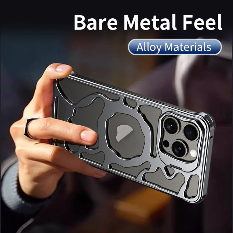 For iPhone 15 Pro Auspicious Cloud Series MagSafe Metal Phone Case with Bracket(Grey) - HoMEdemic™ 