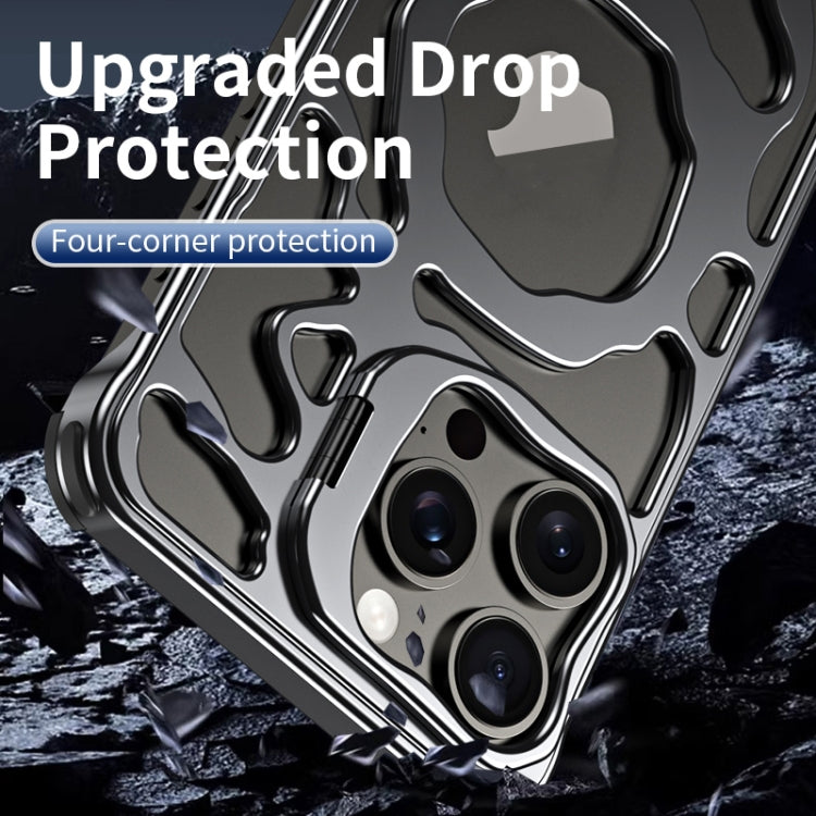 For iPhone 15 Pro Auspicious Cloud Series MagSafe Metal Phone Case with Bracket(Grey) - HoMEdemic™ 