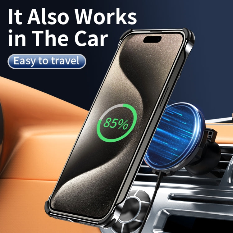 For iPhone 15 Pro Auspicious Cloud Series MagSafe Metal Phone Case with Bracket(Silver) - HoMEdemic™ 