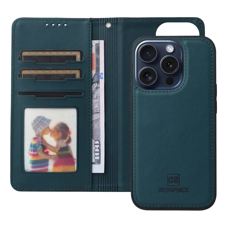 For iPhone 15 Pro BETOPNICE BN-005 2 in 1 Detachable Imitate Genuine Leather Phone Case(Blue) - HoMEdemic™ 