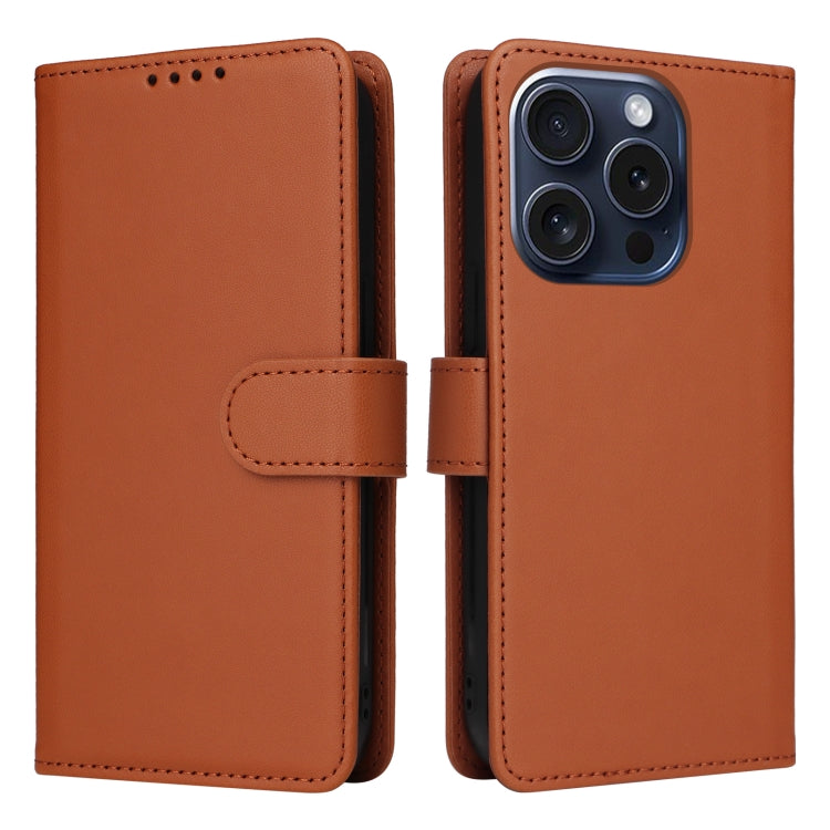 For iPhone 15 Pro BETOPNICE BN-005 2 in 1 Detachable Imitate Genuine Leather Phone Case(Brown) - HoMEdemic™ 