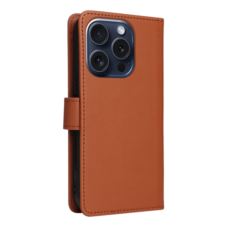 For iPhone 15 Pro BETOPNICE BN-005 2 in 1 Detachable Imitate Genuine Leather Phone Case(Brown) - HoMEdemic™ 