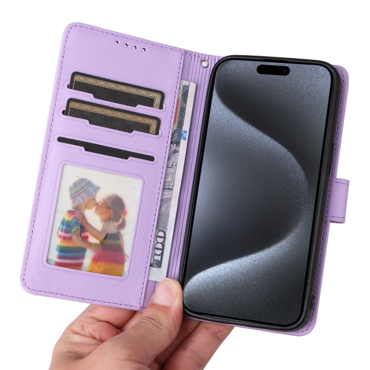 For iPhone 15 Pro BETOPNICE BN-005 2 in 1 Detachable Imitate Genuine Leather Phone Case(Light Purple) - HoMEdemic™ 