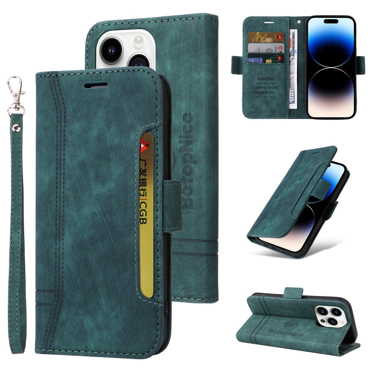 For iPhone 15 Pro BETOPNICE Dual-side Buckle Leather Phone Case(Green) - HoMEdemic™ 