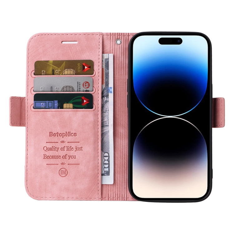 For iPhone 15 Pro BETOPNICE Dual-side Buckle Leather Phone Case(Pink) - HoMEdemic™ 