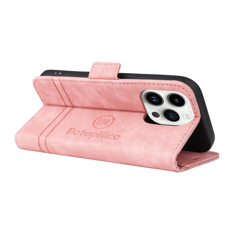 For iPhone 15 Pro BETOPNICE Dual-side Buckle Leather Phone Case(Pink) - HoMEdemic™ 