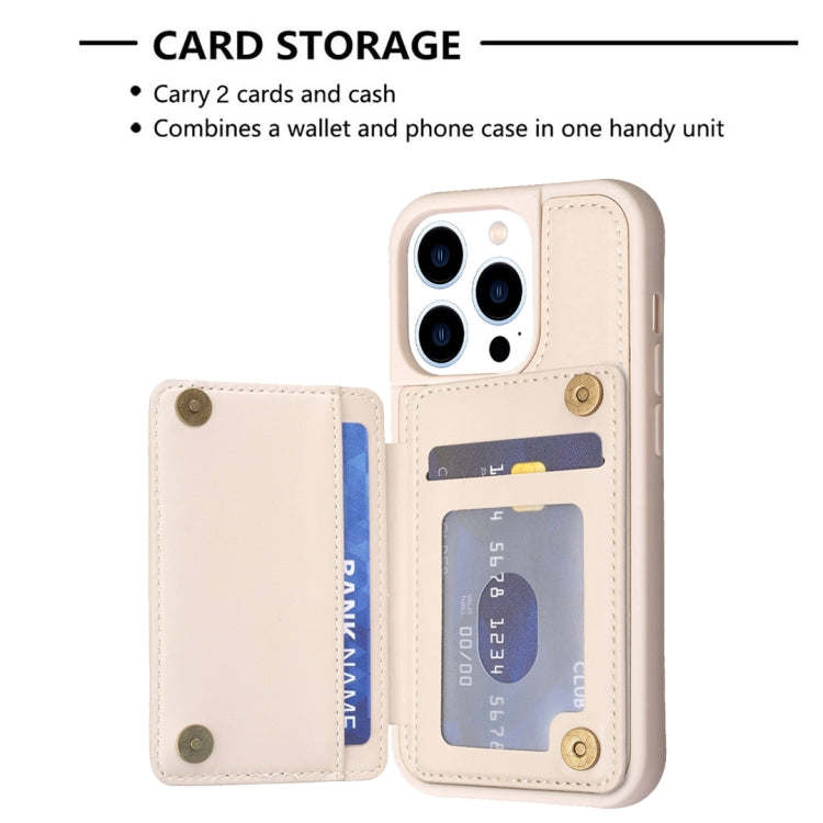 For iPhone 15 Pro BF26 Wave Pattern Card Bag Holder Phone Case(Beige) - HoMEdemic™ 