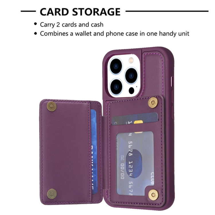 For iPhone 15 Pro BF26 Wave Pattern Card Bag Holder Phone Case(Dark Purple) - HoMEdemic™ 