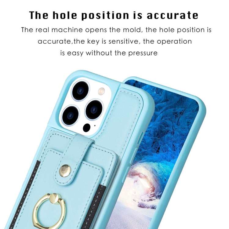 For iPhone 15 Pro BF27 Metal Ring Card Bag Holder Phone Case(Blue) - HoMEdemic™ 