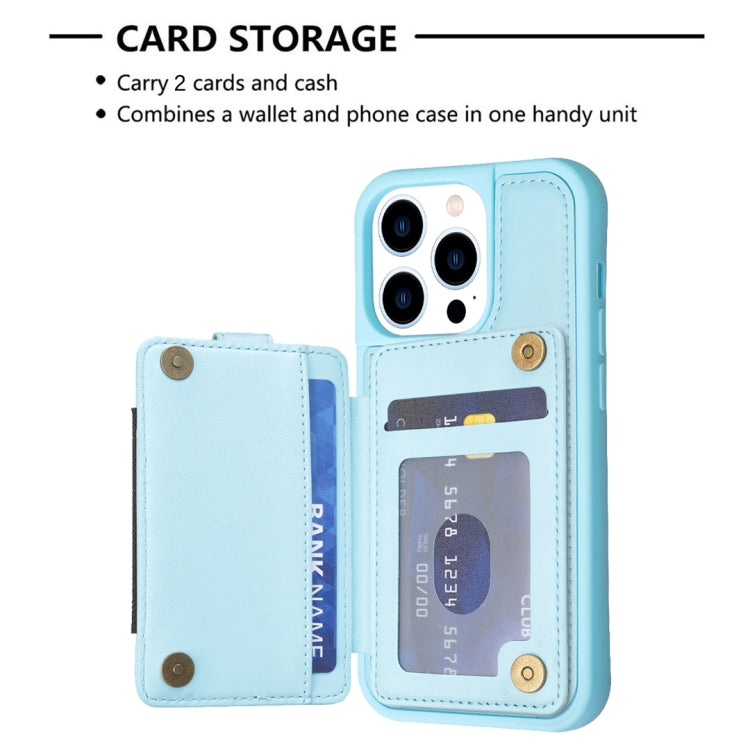 For iPhone 15 Pro BF27 Metal Ring Card Bag Holder Phone Case(Blue) - HoMEdemic™ 