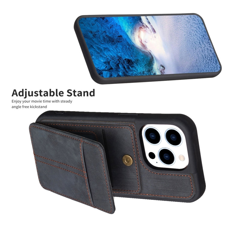 For iPhone 15 Pro BF28 Frosted Card Bag Phone Case with Holder(Black) - HoMEdemic™ 