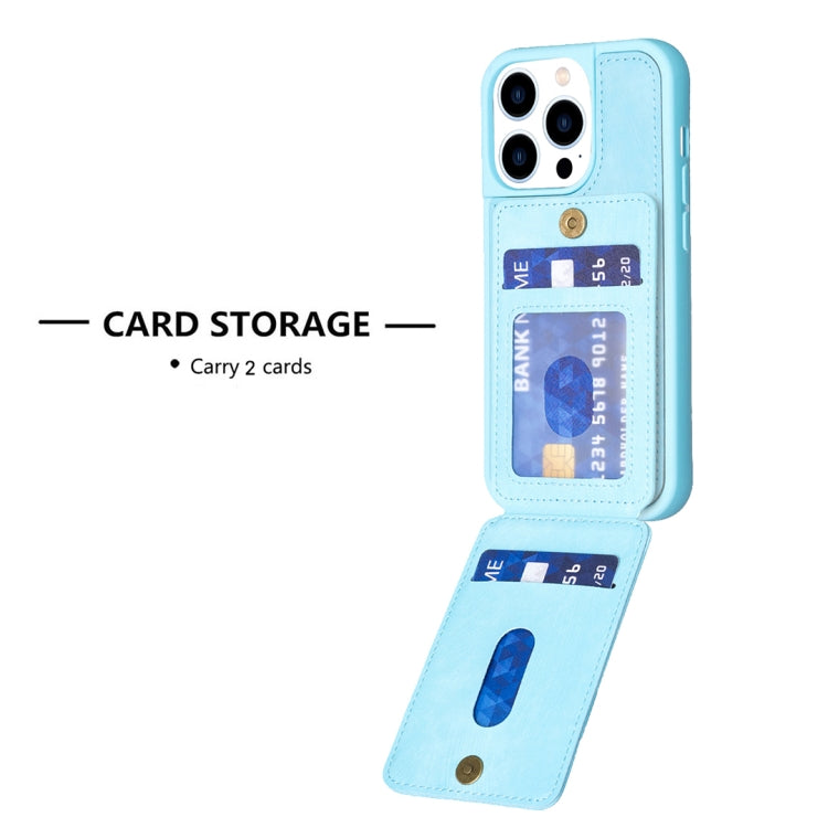 For iPhone 15 Pro BF28 Frosted Card Bag Phone Case with Holder(Blue) - HoMEdemic™ 