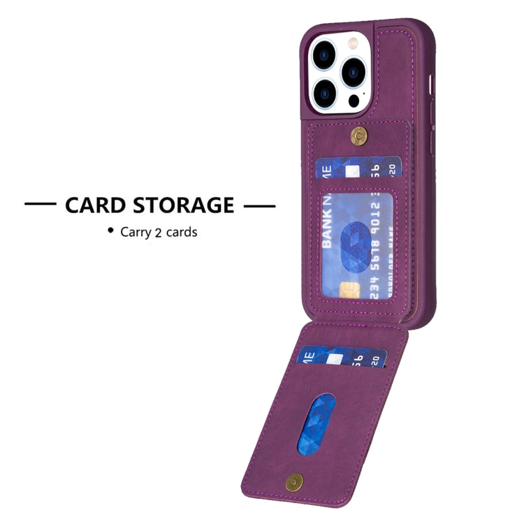 For iPhone 15 Pro BF28 Frosted Card Bag Phone Case with Holder(Dark Purple) - HoMEdemic™ 