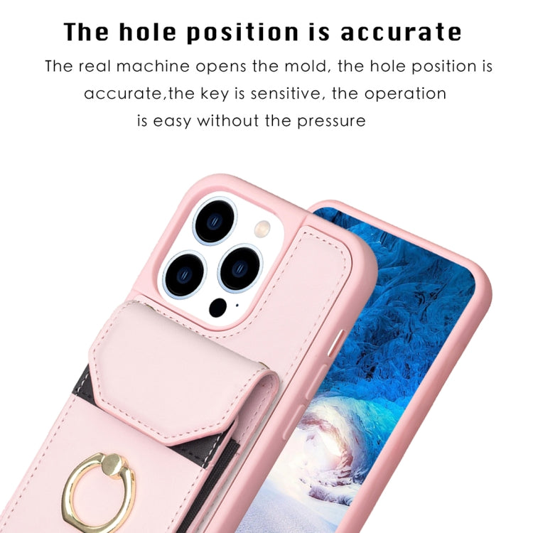For iPhone 15 Pro BF29 Organ Card Bag Ring Holder Phone Case(Pink) - HoMEdemic™ 