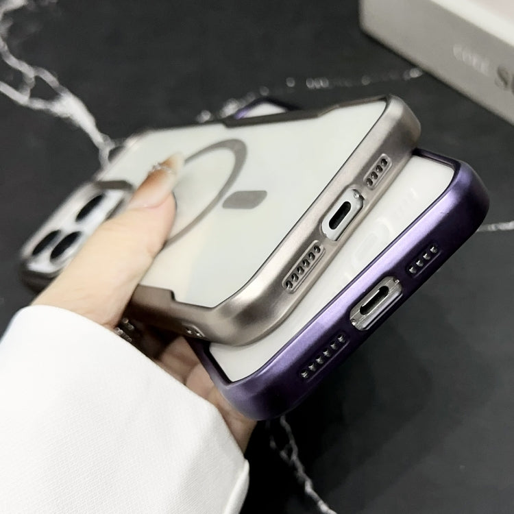 For iPhone 15 Pro Blade Electroplating Frosted MagSafe Magnetic Phone Case(Purple) - HoMEdemic™ 
