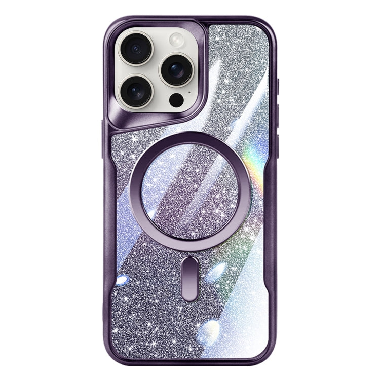 For iPhone 15 Pro Blade MagSafe Magnetic Gradient Glitter PC Phone Case(Purple) - HoMEdemic™ 