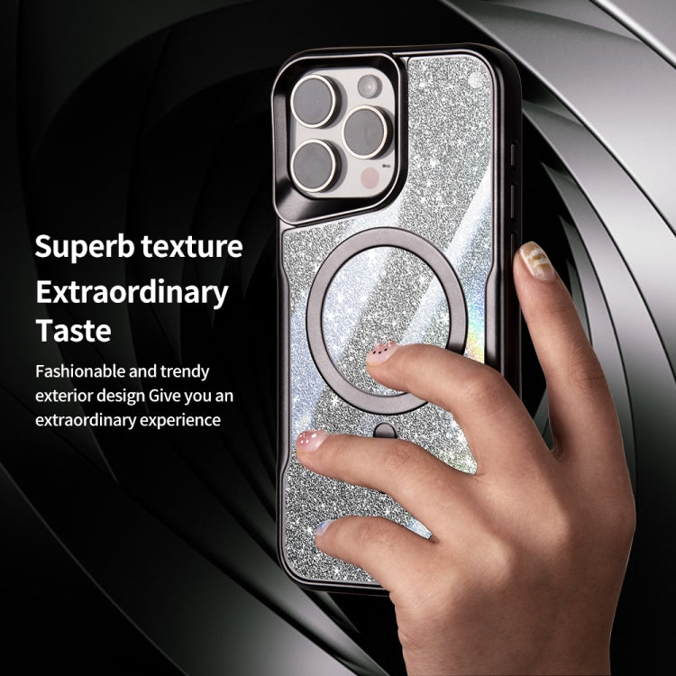 For iPhone 15 Pro Blade MagSafe Magnetic Gradient Glitter PC Phone Case(Titanium Grey) - HoMEdemic™ 