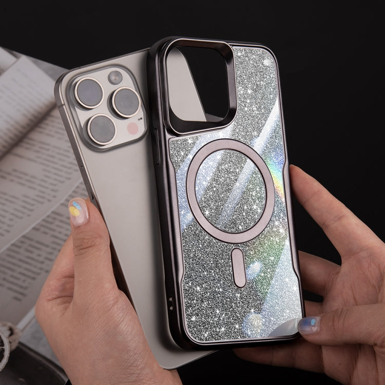 For iPhone 15 Pro Blade MagSafe Magnetic Gradient Glitter PC Phone Case(Titanium Grey) - HoMEdemic™ 