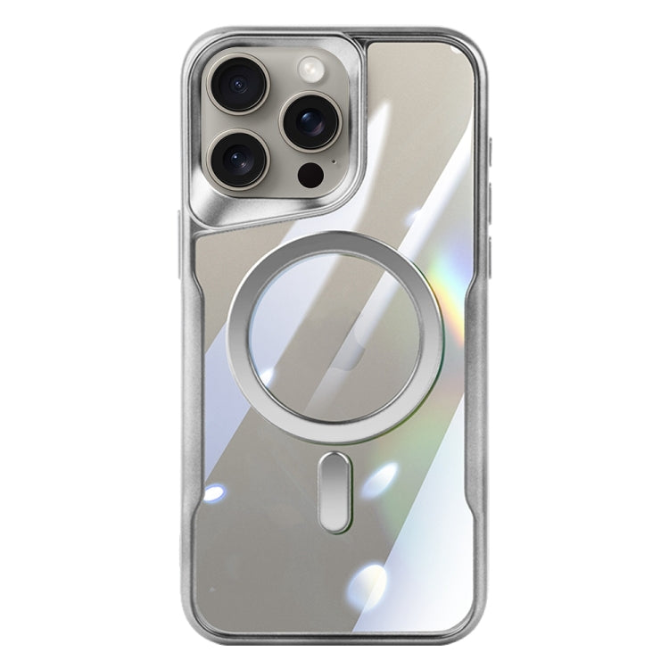 For iPhone 15 Pro Blade MagSafe Magnetic Transparent PC Phone Case(Silver White) - HoMEdemic™ 