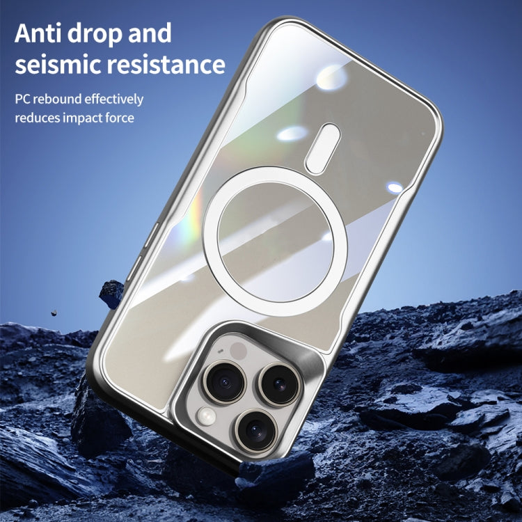 For iPhone 15 Pro Blade MagSafe Magnetic Transparent PC Phone Case(Silver White) - HoMEdemic™ 