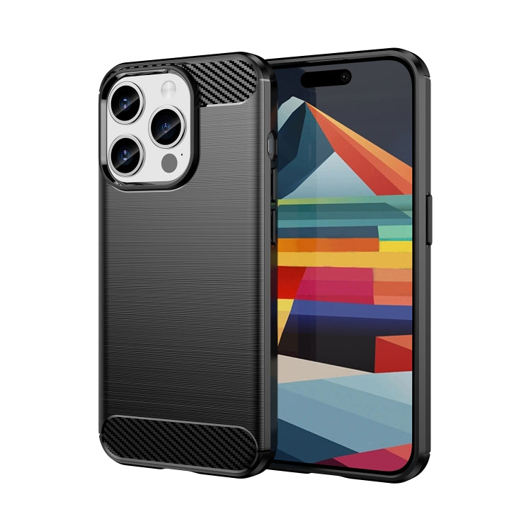 For iPhone 15 Pro Brushed Texture Carbon Fiber TPU Phone Case(Black) - HoMEdemic™ 