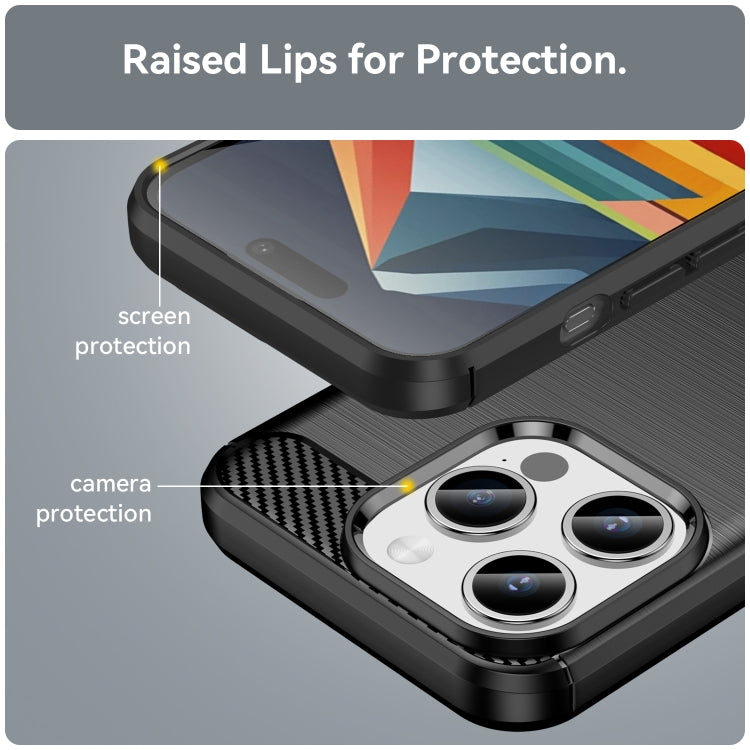 For iPhone 15 Pro Brushed Texture Carbon Fiber TPU Phone Case(Black) - HoMEdemic™ 