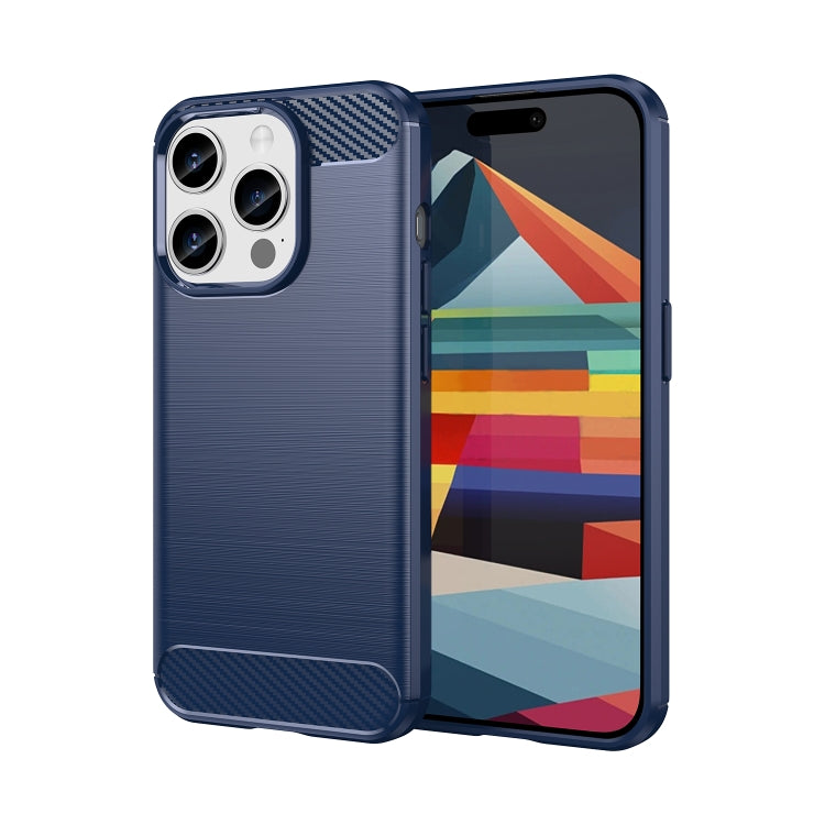 For iPhone 15 Pro Brushed Texture Carbon Fiber TPU Phone Case(Blue) - HoMEdemic™ 