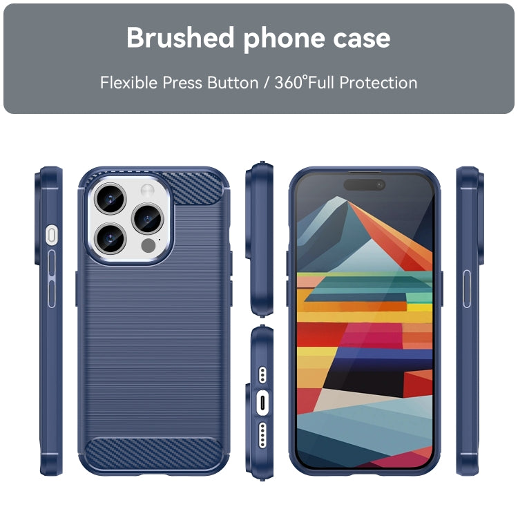 For iPhone 15 Pro Brushed Texture Carbon Fiber TPU Phone Case(Blue) - HoMEdemic™ 