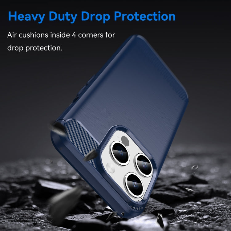 For iPhone 15 Pro Brushed Texture Carbon Fiber TPU Phone Case(Blue) - HoMEdemic™ 