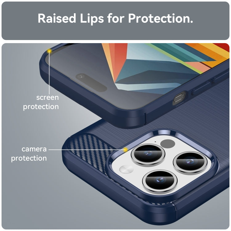 For iPhone 15 Pro Brushed Texture Carbon Fiber TPU Phone Case(Blue) - HoMEdemic™ 