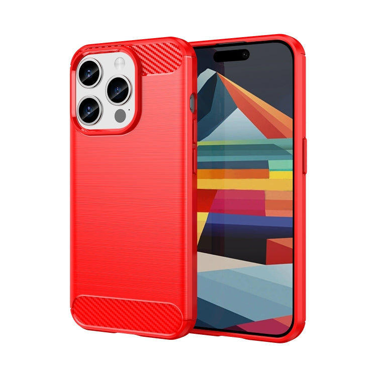 For iPhone 15 Pro Brushed Texture Carbon Fiber TPU Phone Case(Red) - HoMEdemic™ 