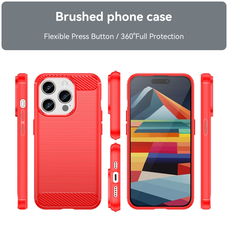 For iPhone 15 Pro Brushed Texture Carbon Fiber TPU Phone Case(Red) - HoMEdemic™ 