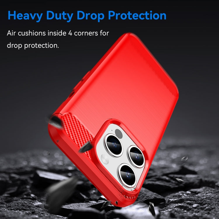 For iPhone 15 Pro Brushed Texture Carbon Fiber TPU Phone Case(Red) - HoMEdemic™ 
