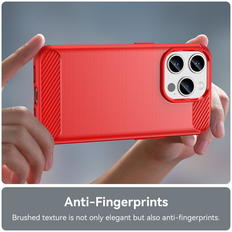 For iPhone 15 Pro Brushed Texture Carbon Fiber TPU Phone Case(Red) - HoMEdemic™ 