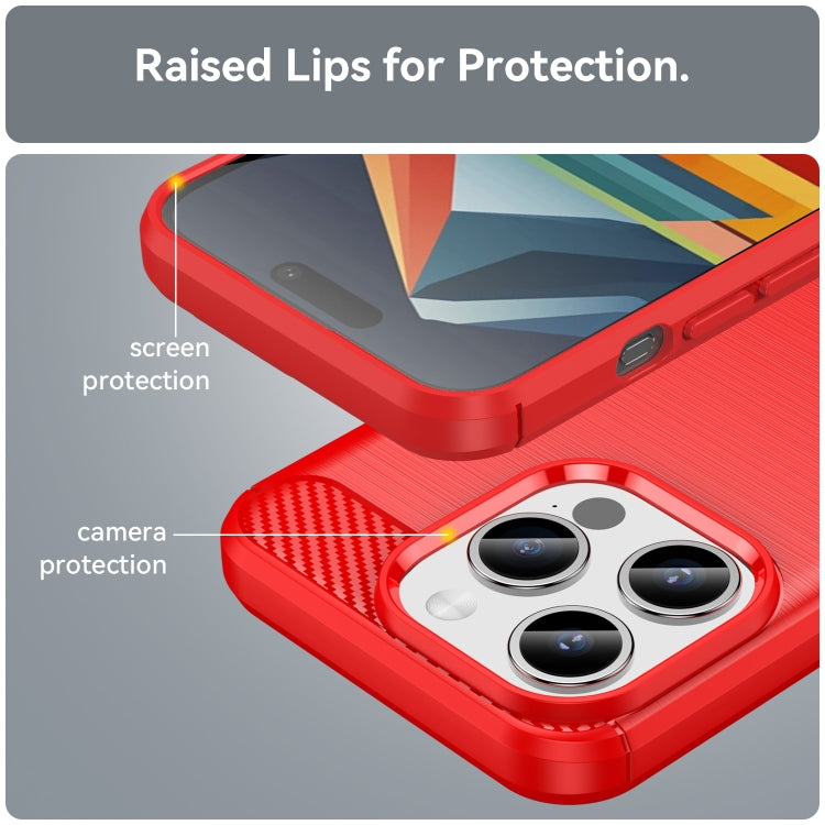 For iPhone 15 Pro Brushed Texture Carbon Fiber TPU Phone Case(Red) - HoMEdemic™ 