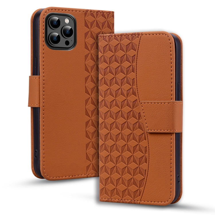 For iPhone 15 Pro Business Diamond Buckle Leather Phone Case with Lanyard(Brown) - HoMEdemic™ 