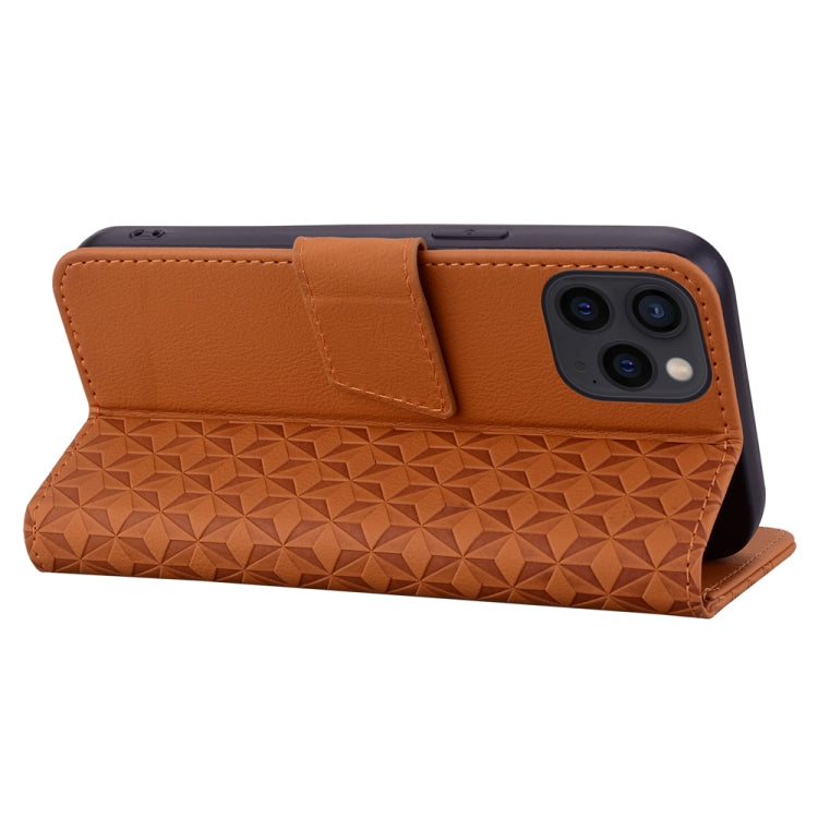For iPhone 15 Pro Business Diamond Buckle Leather Phone Case with Lanyard(Brown) - HoMEdemic™ 