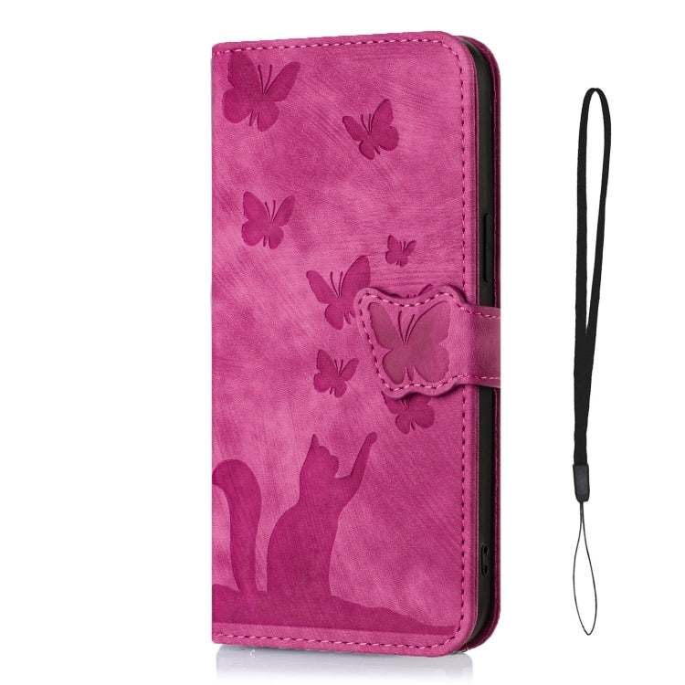 For iPhone 15 Pro Butterfly Cat Embossing Flip Leather Phone Case(Pink) - HoMEdemic™ 