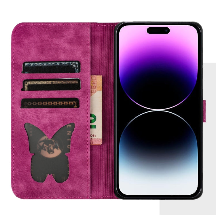 For iPhone 15 Pro Butterfly Cat Embossing Flip Leather Phone Case(Pink) - HoMEdemic™ 