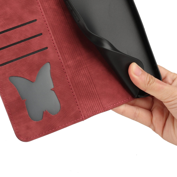 For iPhone 15 Pro Butterfly Cat Embossing Flip Leather Phone Case(Red) - HoMEdemic™ 