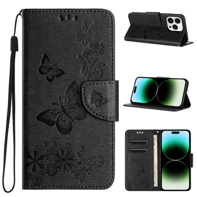 For iPhone 15 Pro Butterfly Embossed Flip Leather Phone Case(Black) - HoMEdemic™ 