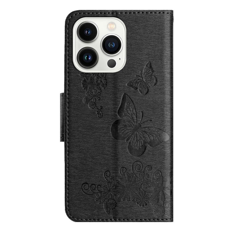 For iPhone 15 Pro Butterfly Embossed Flip Leather Phone Case(Black) - HoMEdemic™ 