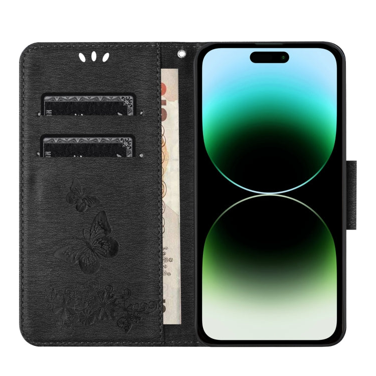 For iPhone 15 Pro Butterfly Embossed Flip Leather Phone Case(Black) - HoMEdemic™ 